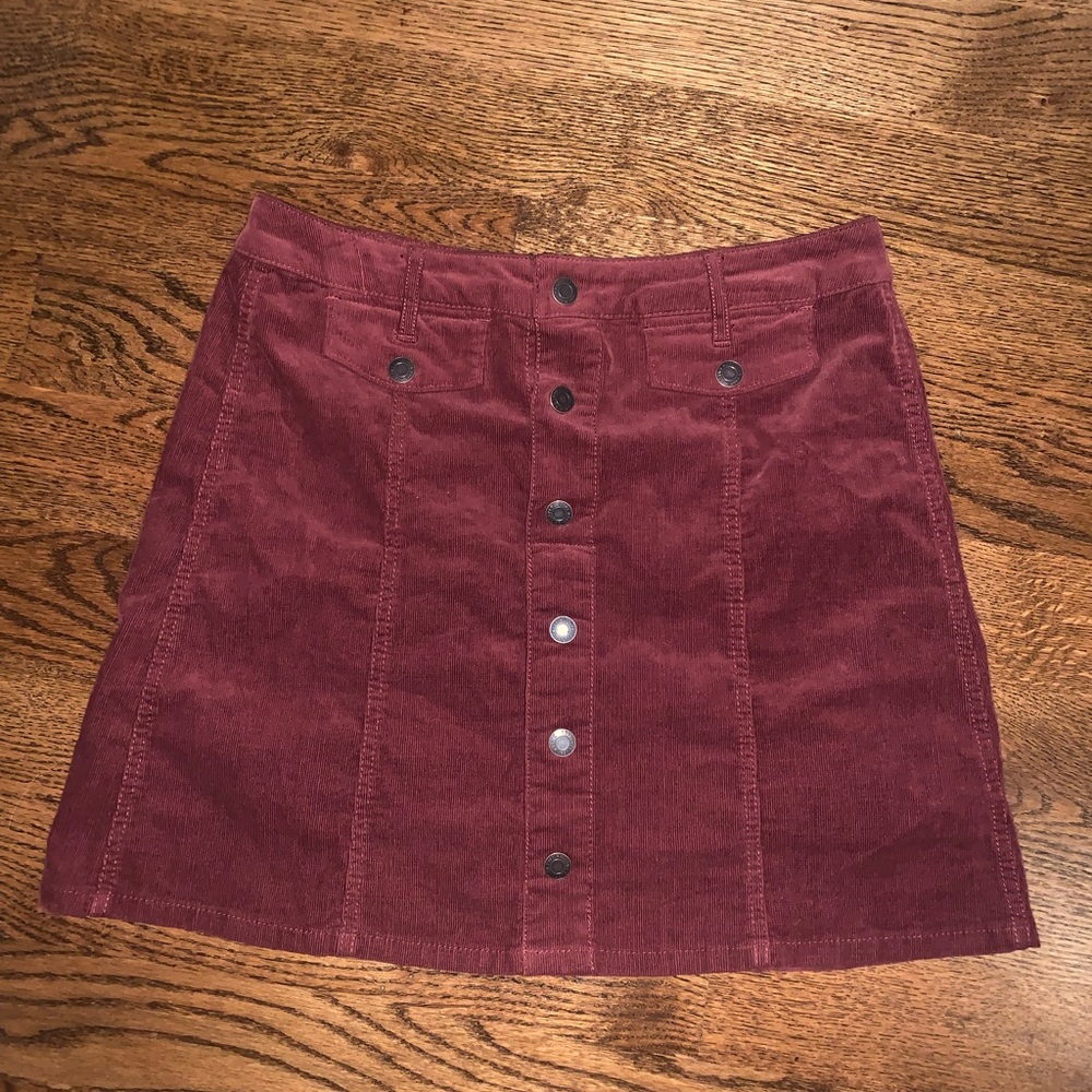 burgundy corduroy skirt